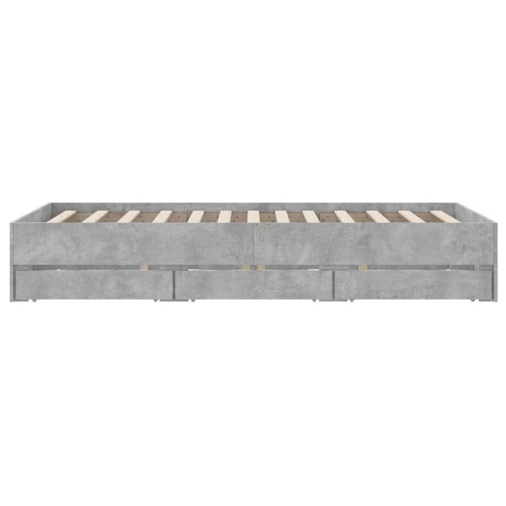 sengeramme med skuffer 120x190 cm konstrueret træ betongrå