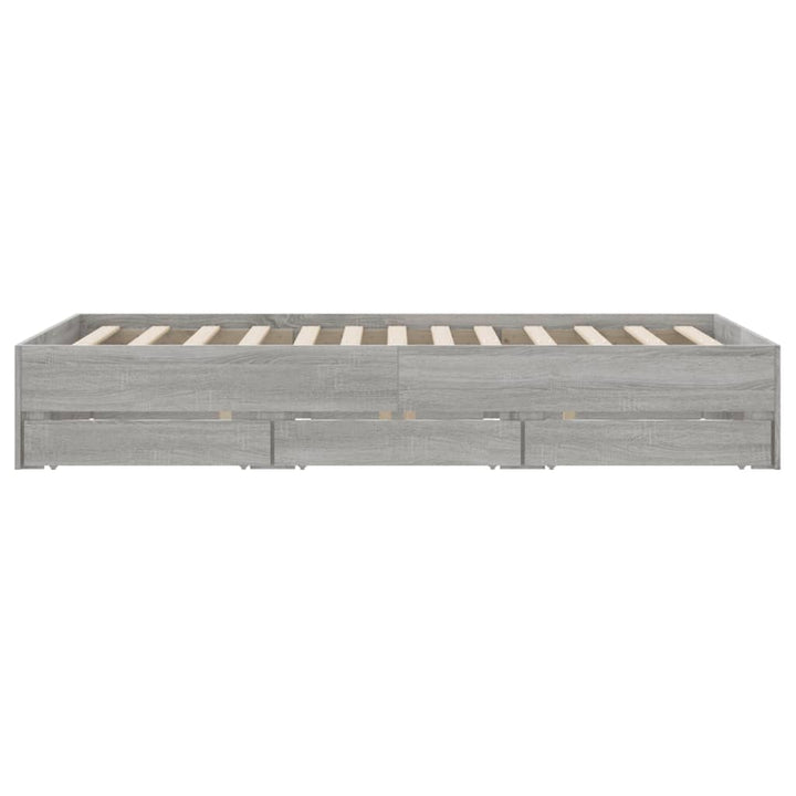 sengeramme med skuffer 120x190 cm konstrueret træ grå sonoma-eg