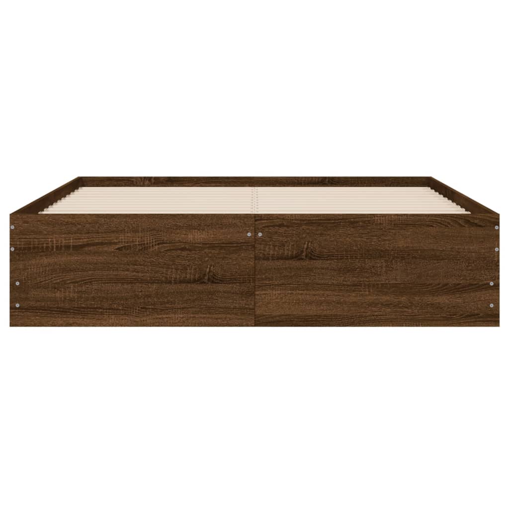 sengeramme med skuffer 120x190 cm konstrueret træ brunt egetræ