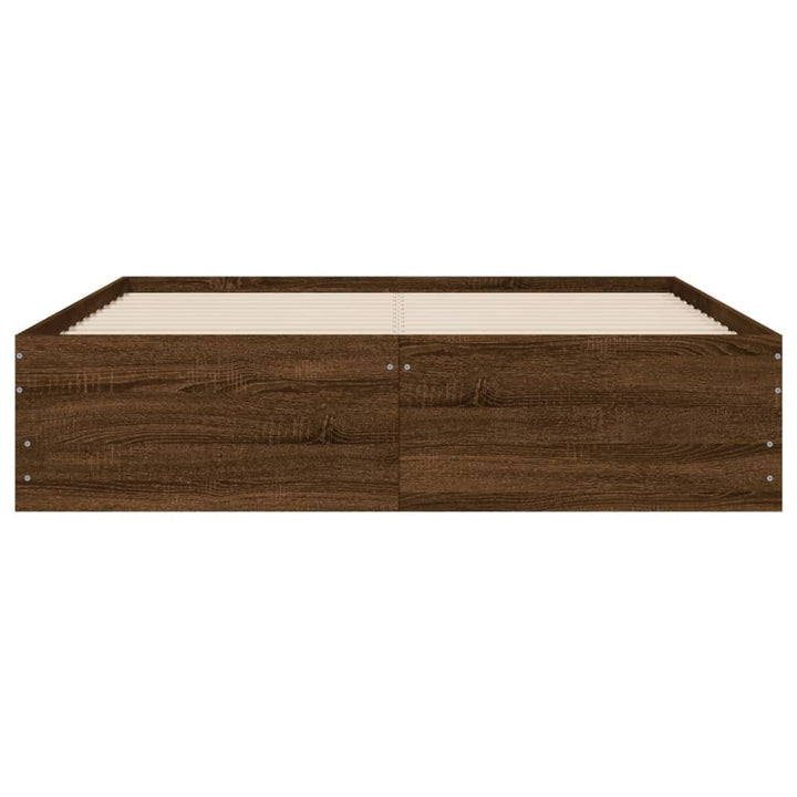 sengeramme med skuffer 120x190 cm konstrueret træ brunt egetræ