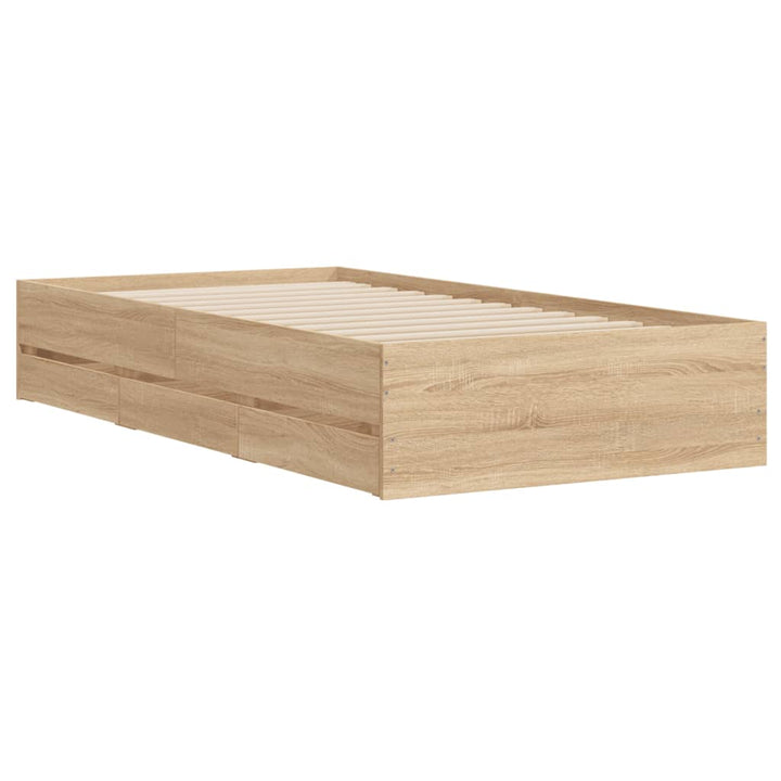sengeramme med skuffer 90x190 cm konstrueret træ sonoma-eg