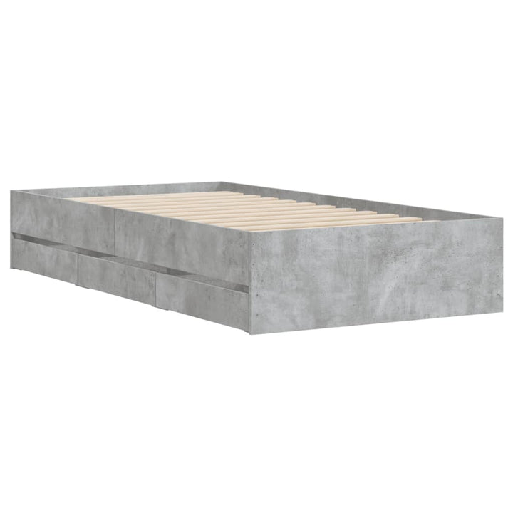 sengeramme med skuffer 90x190 cm konstrueret træ betongrå