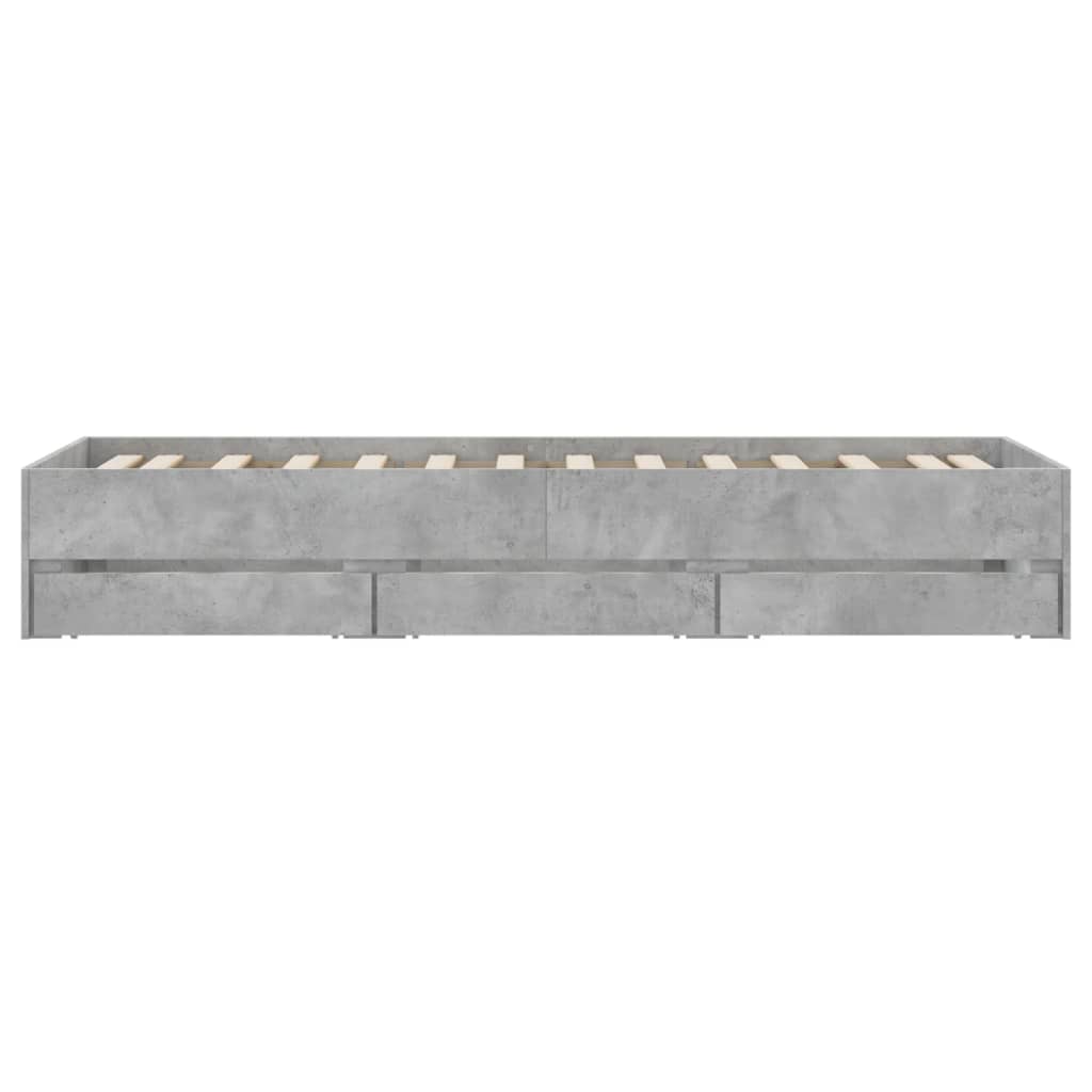 sengeramme med skuffer 90x190 cm konstrueret træ betongrå