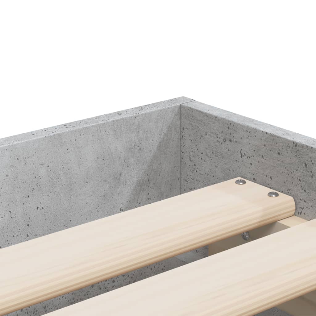 sengeramme med skuffer 90x190 cm konstrueret træ betongrå