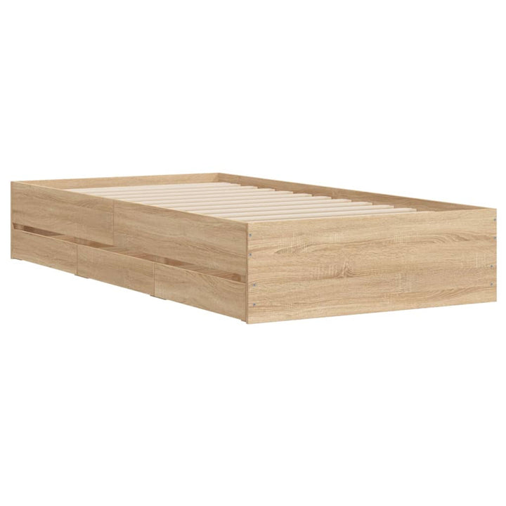 sengeramme med skuffer 75x190 cm konstrueret træ sonoma-eg