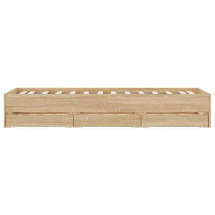 sengeramme med skuffer 75x190 cm konstrueret træ sonoma-eg