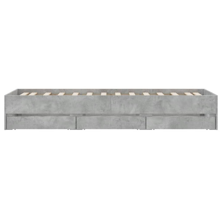 sengeramme med skuffer 75x190 cm konstrueret træ betongrå
