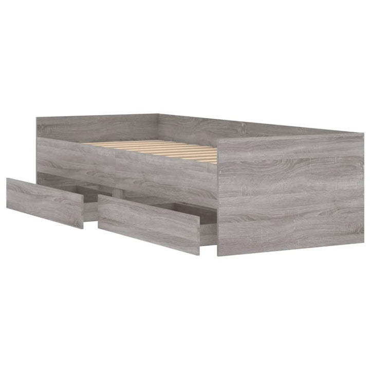 sengeramme med skuffer 100x200 cm grå sonoma-eg