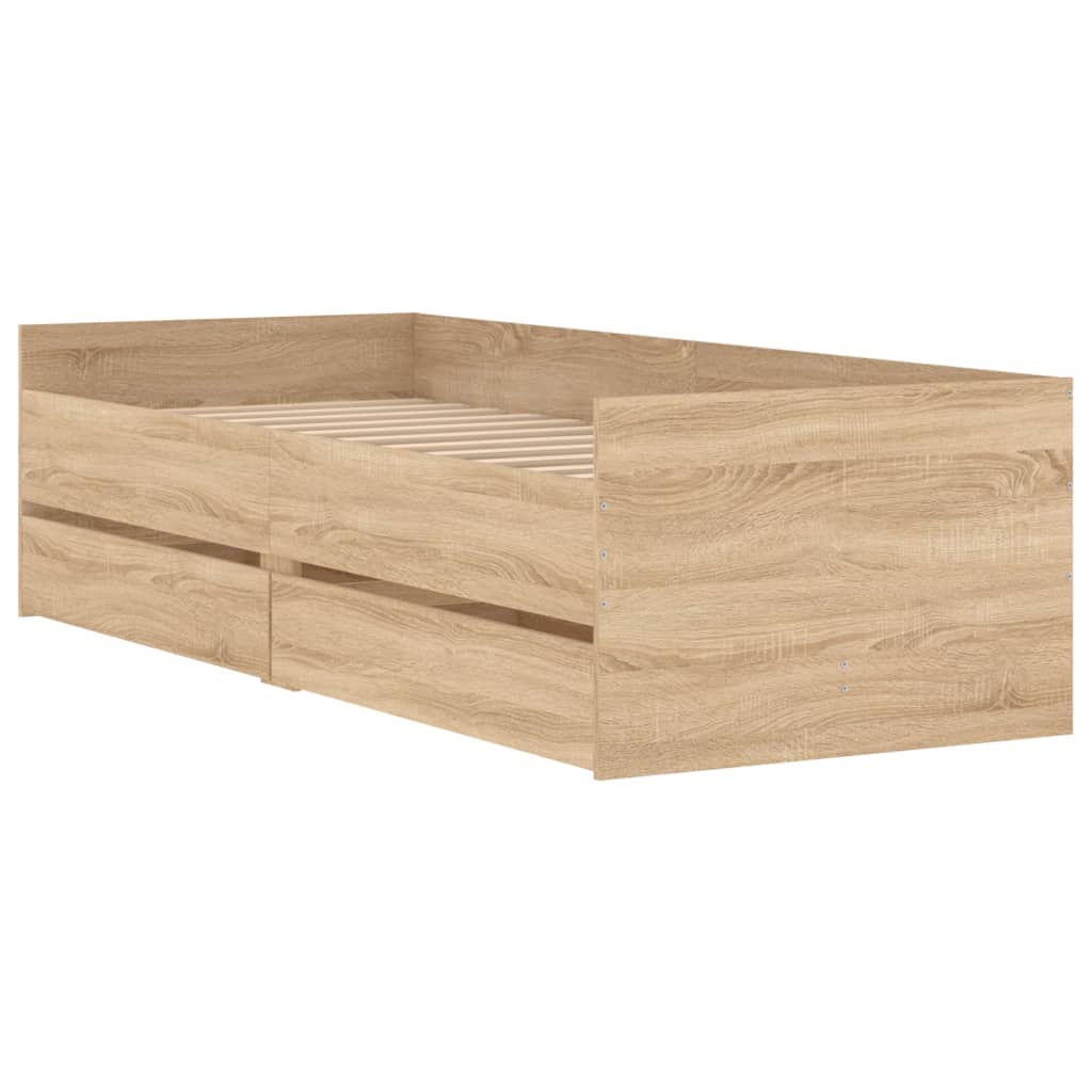 sengeramme med skuffer 100x200 cm sonoma-eg