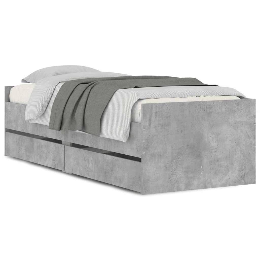 sengeramme med skuffer 90x190 cm betongrå