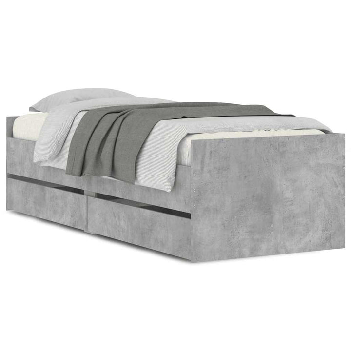 sengeramme med skuffer 90x190 cm betongrå