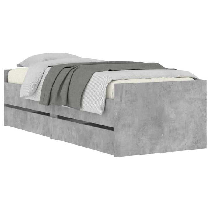 sengeramme med skuffer 90x190 cm betongrå
