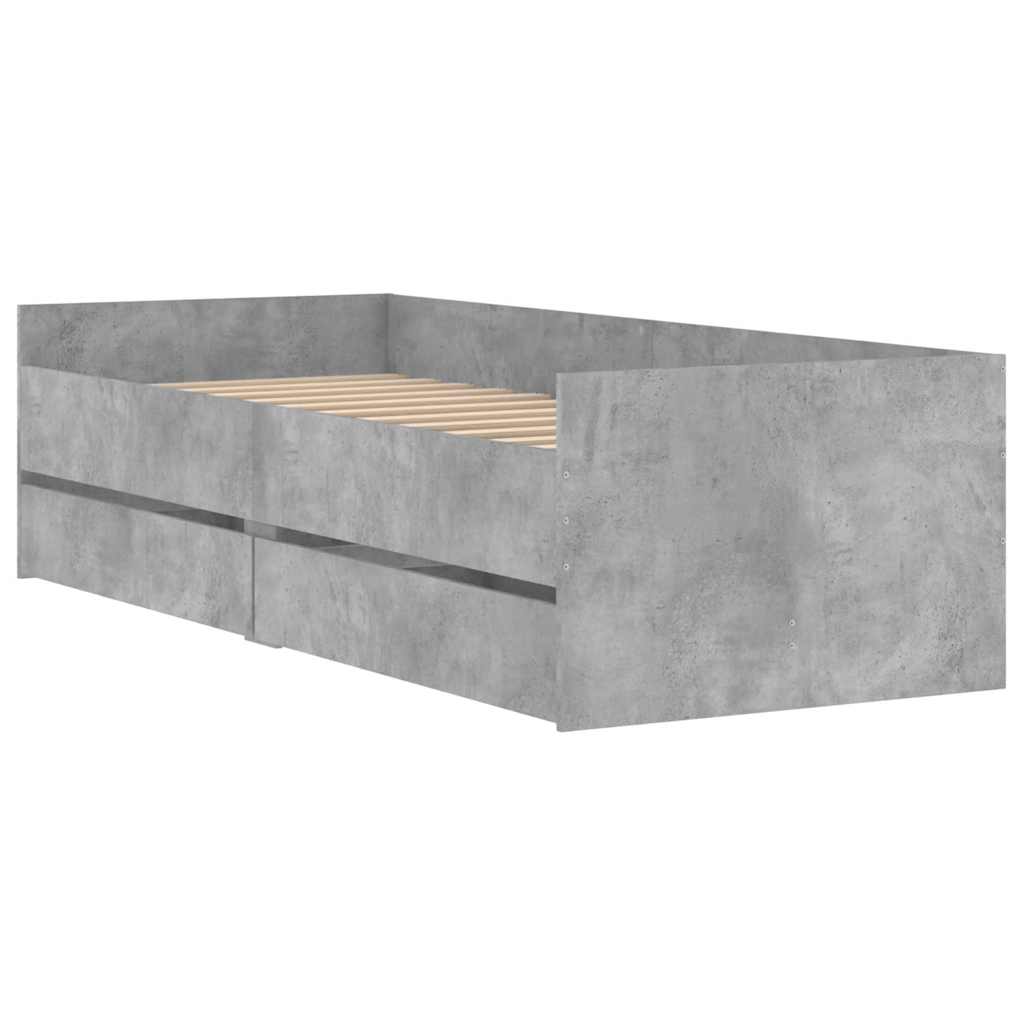 sengeramme med skuffer 90x190 cm betongrå