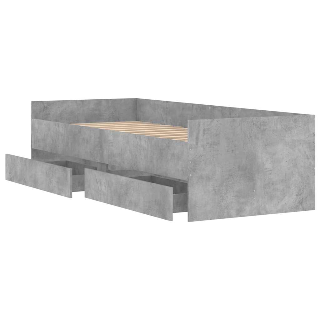 sengeramme med skuffer 90x190 cm betongrå