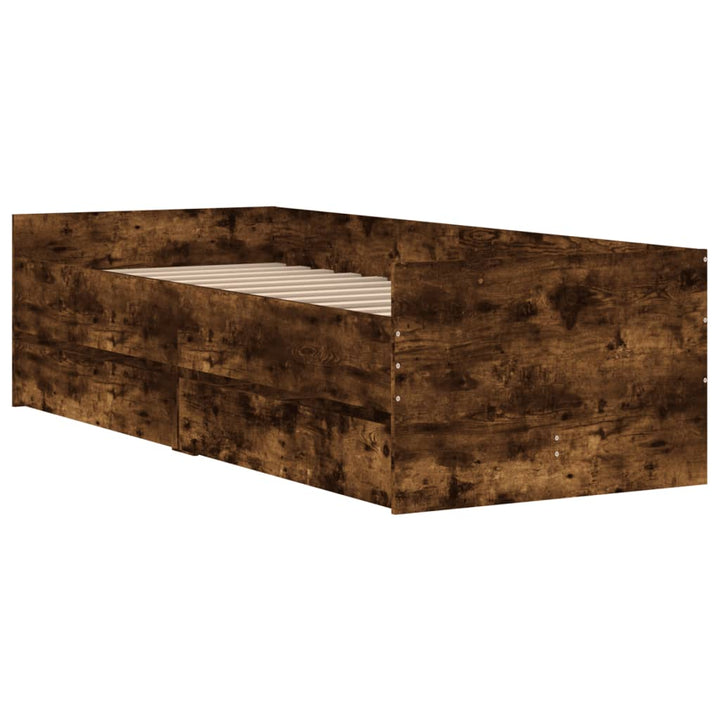 sengeramme med skuffer 90x190 cm røget egetræsfarve