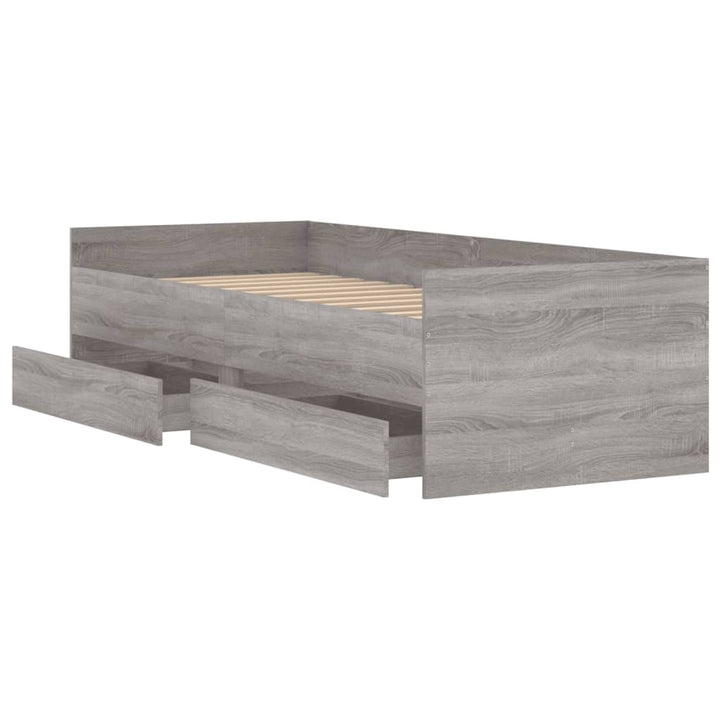 sengeramme med skuffer 90x190 cm grå sonoma-eg