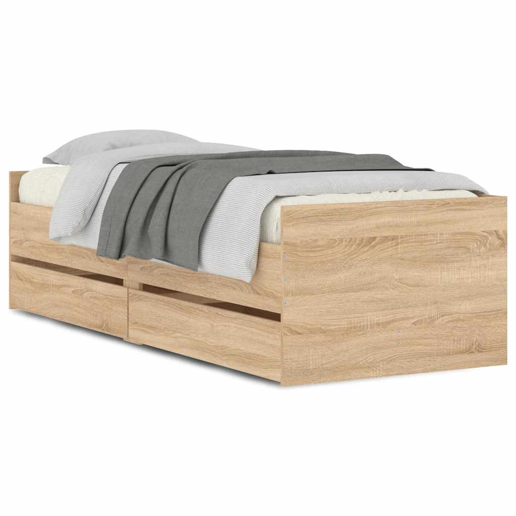 sengeramme med skuffer 75x190 cm Small Single sonoma-eg