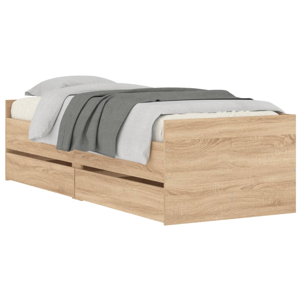 sengeramme med skuffer 75x190 cm Small Single sonoma-eg