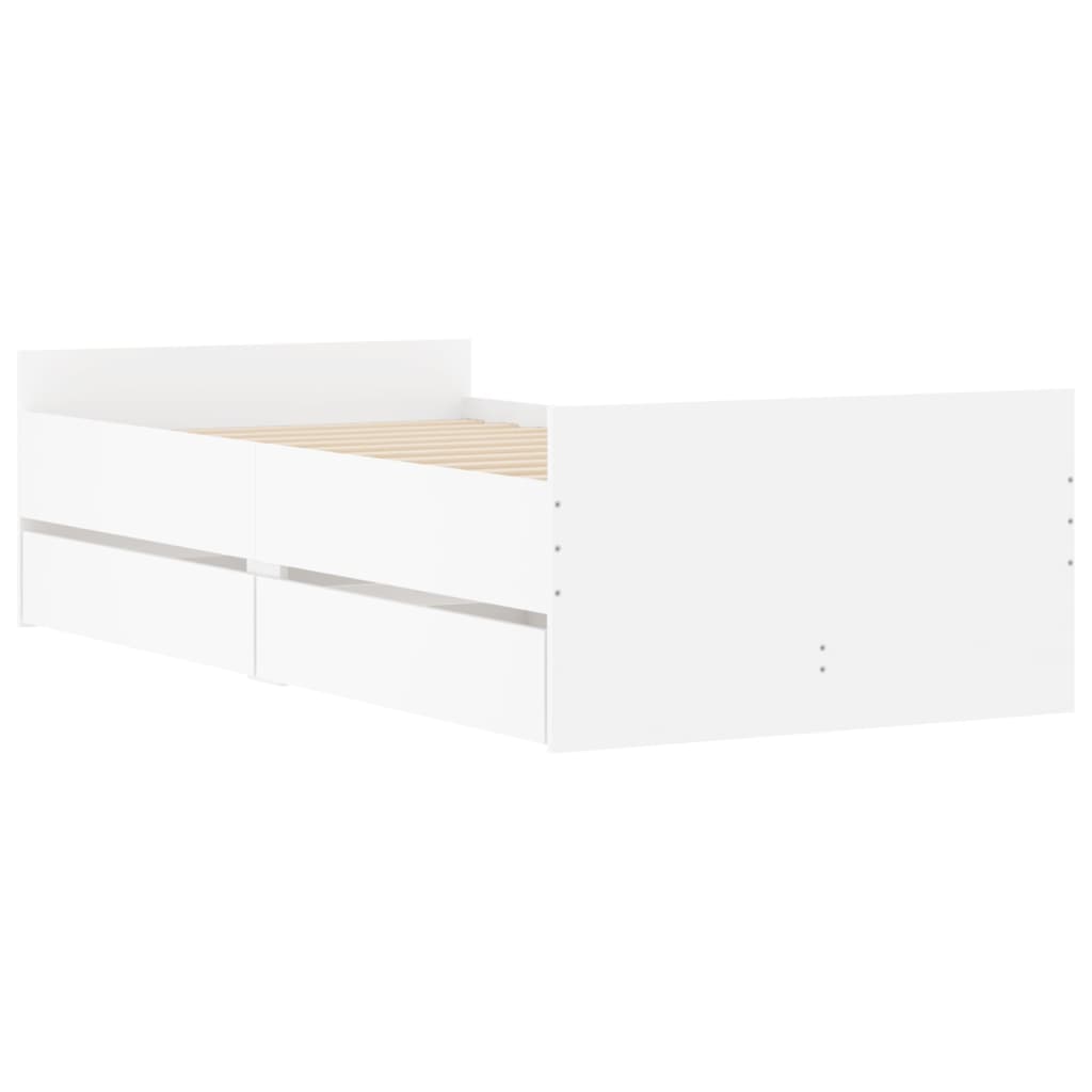 sengestel med skuffer 100x200 cm hvid