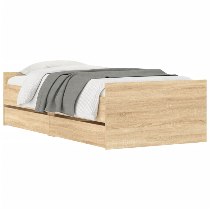 sengeramme med skuffer 100x200 cm sonoma-eg