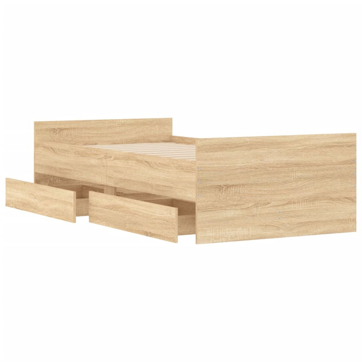sengeramme med skuffer 100x200 cm sonoma-eg
