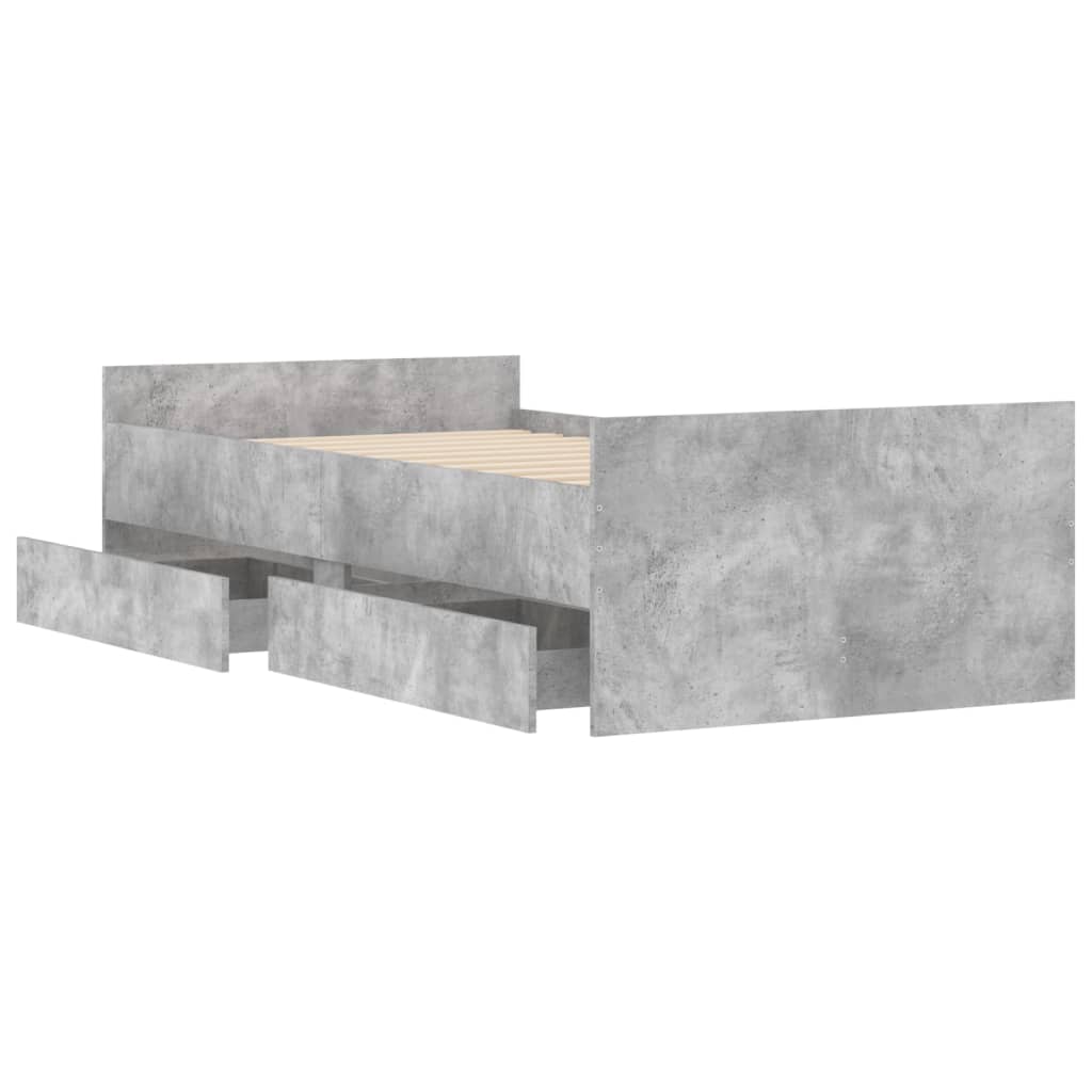 sengeramme med skuffer 90x200 cm betongrå