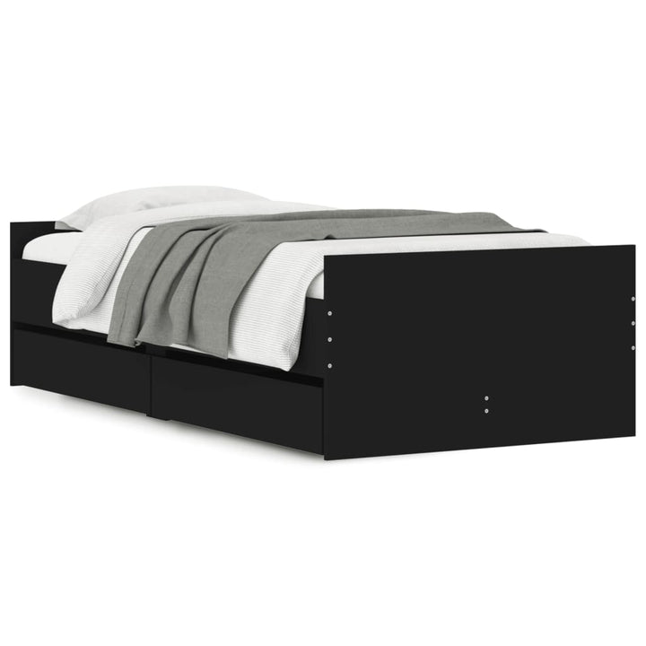 sengeramme med skuffer 90x190 cm sort