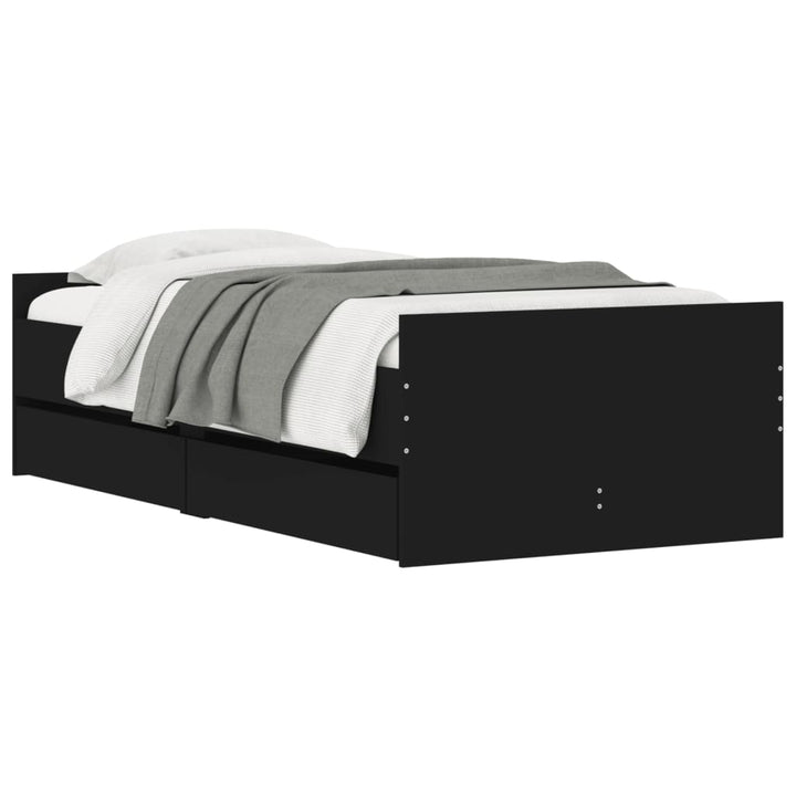 sengeramme med skuffer 90x190 cm sort
