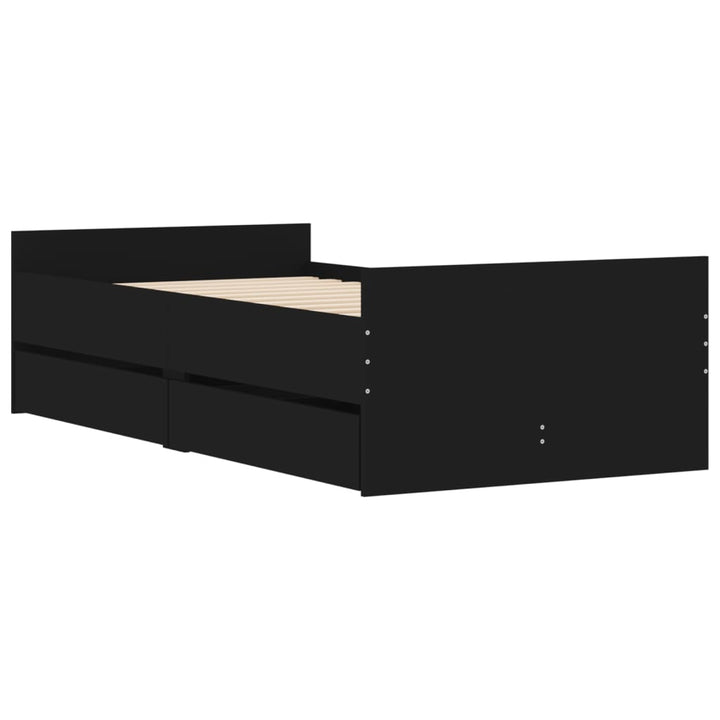 sengeramme med skuffer 90x190 cm sort