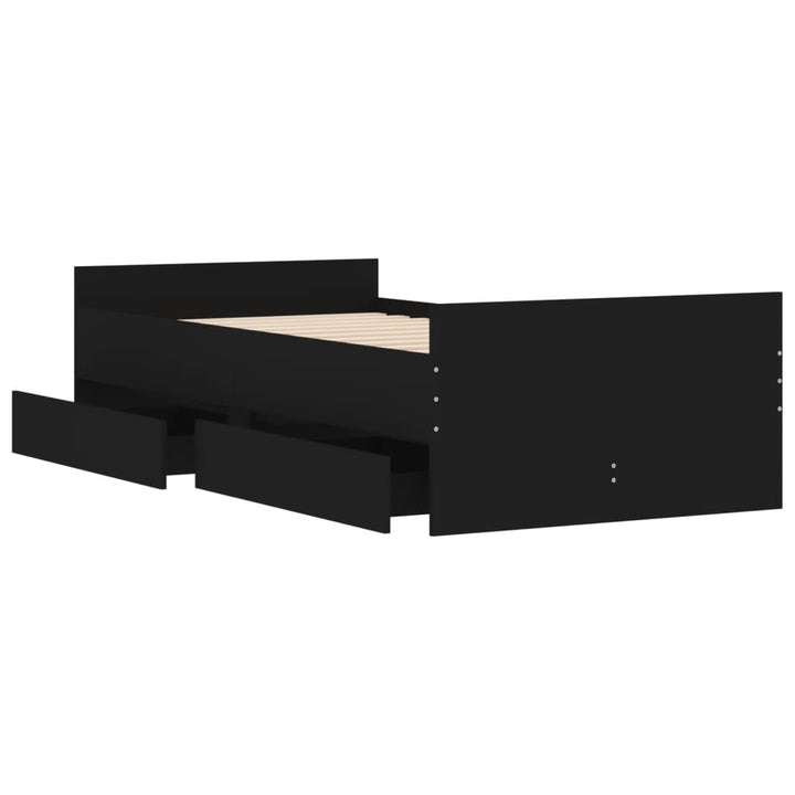sengeramme med skuffer 90x190 cm sort