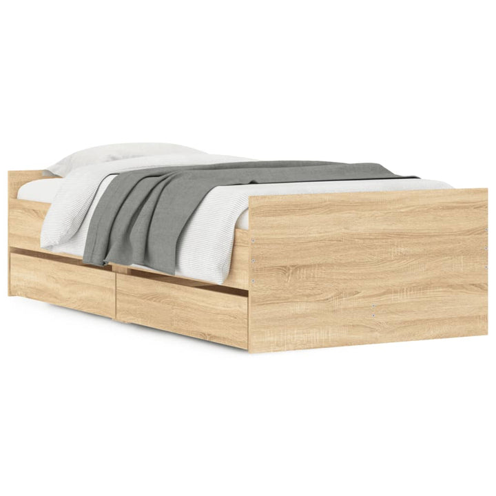 sengeramme med skuffer 90x190 cm egetræsfarve