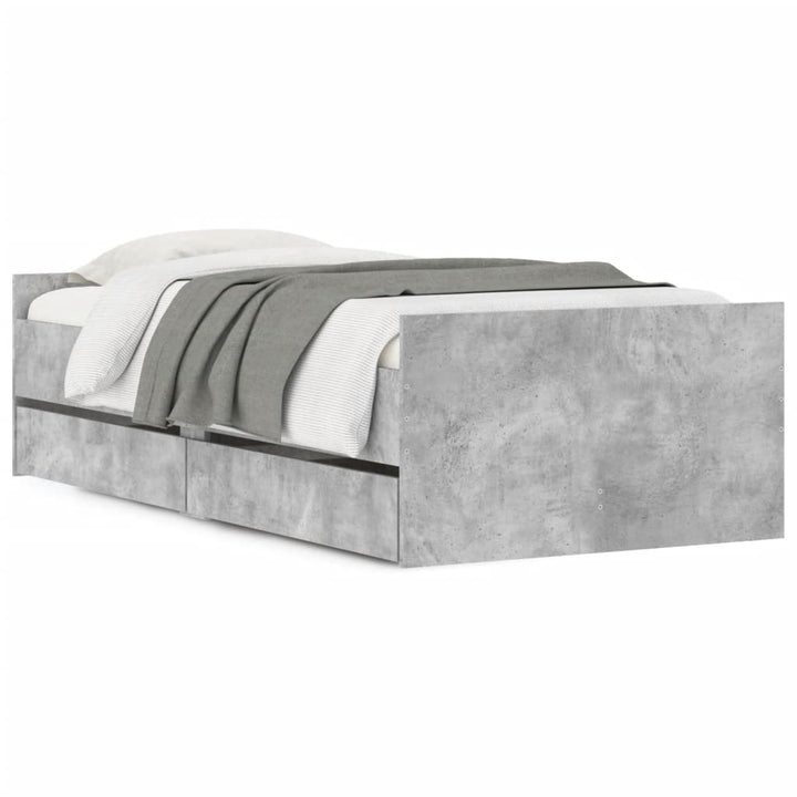 sengeramme med skuffer 90x190 cm betongrå