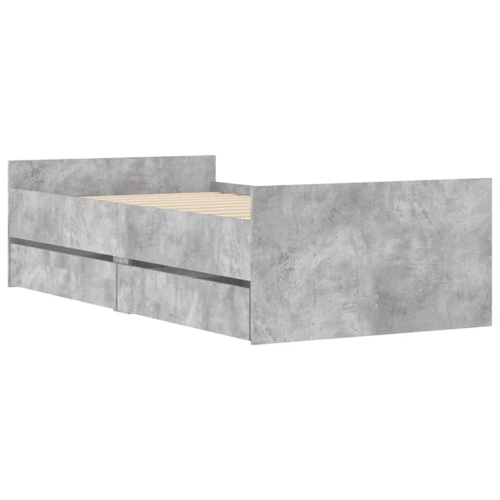 sengeramme med skuffer 90x190 cm betongrå