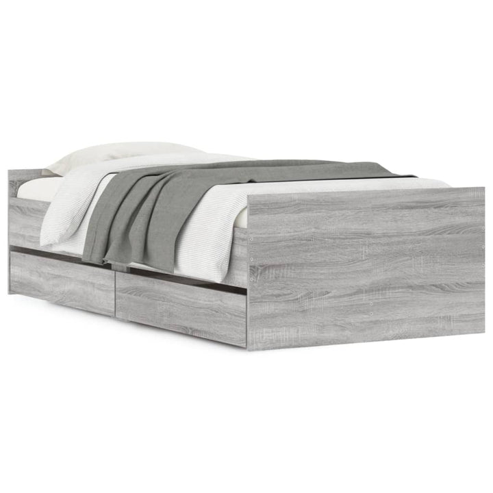 sengeramme med skuffer 90x190 cm grå sonoma-eg