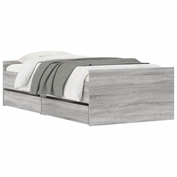 sengeramme med skuffer 90x190 cm grå sonoma-eg