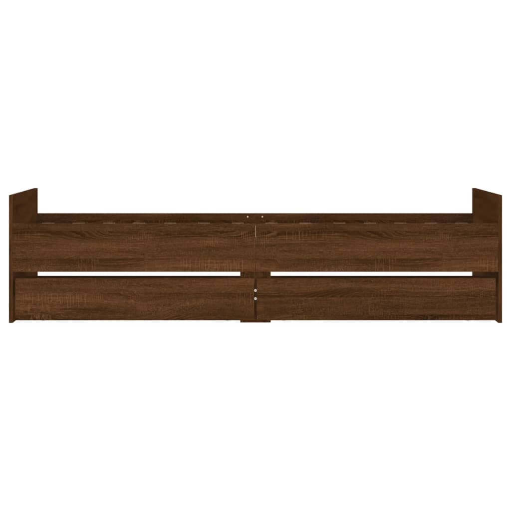 sengeramme med skuffer 90x190 cm brun egetræsfarve