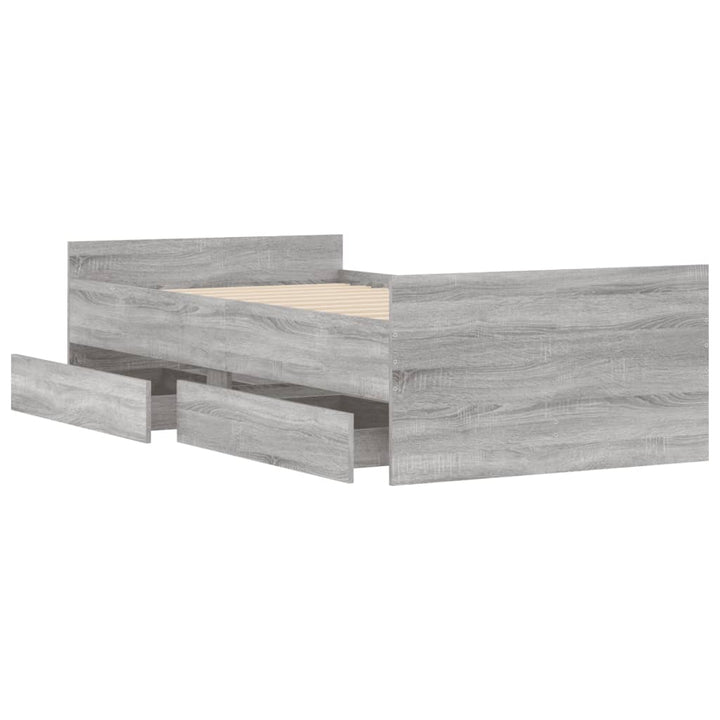 sengeramme med skuffer 75x190 cm Small Single grå sonoma-eg
