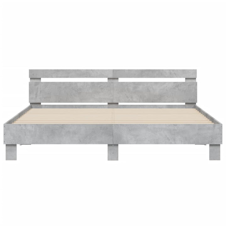 sengeramme med sengegavl 200x200 cm konstrueret træ betongrå