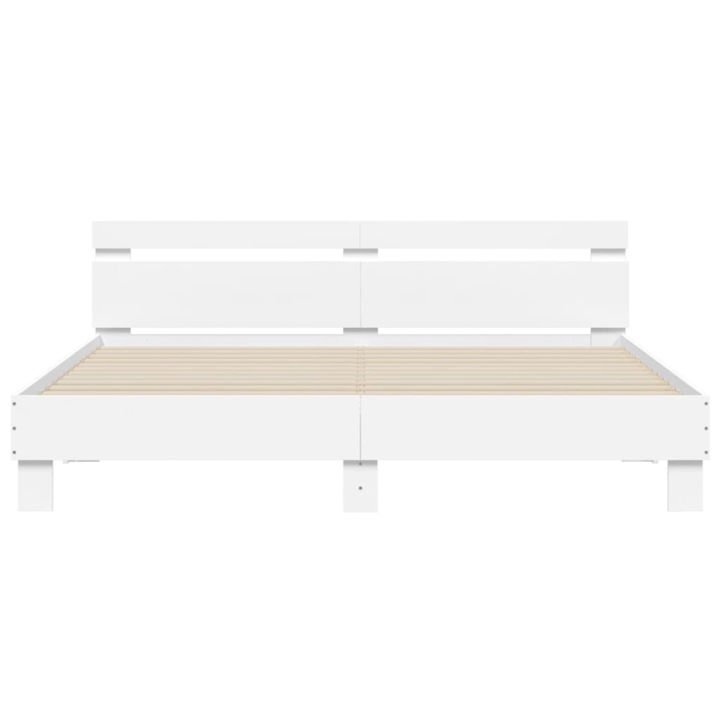 sengeramme med sengegavl 180x200 cm konstrueret træ hvid