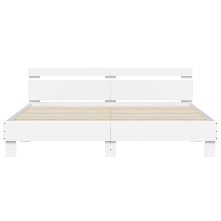 sengeramme med sengegavl 180x200 cm konstrueret træ hvid