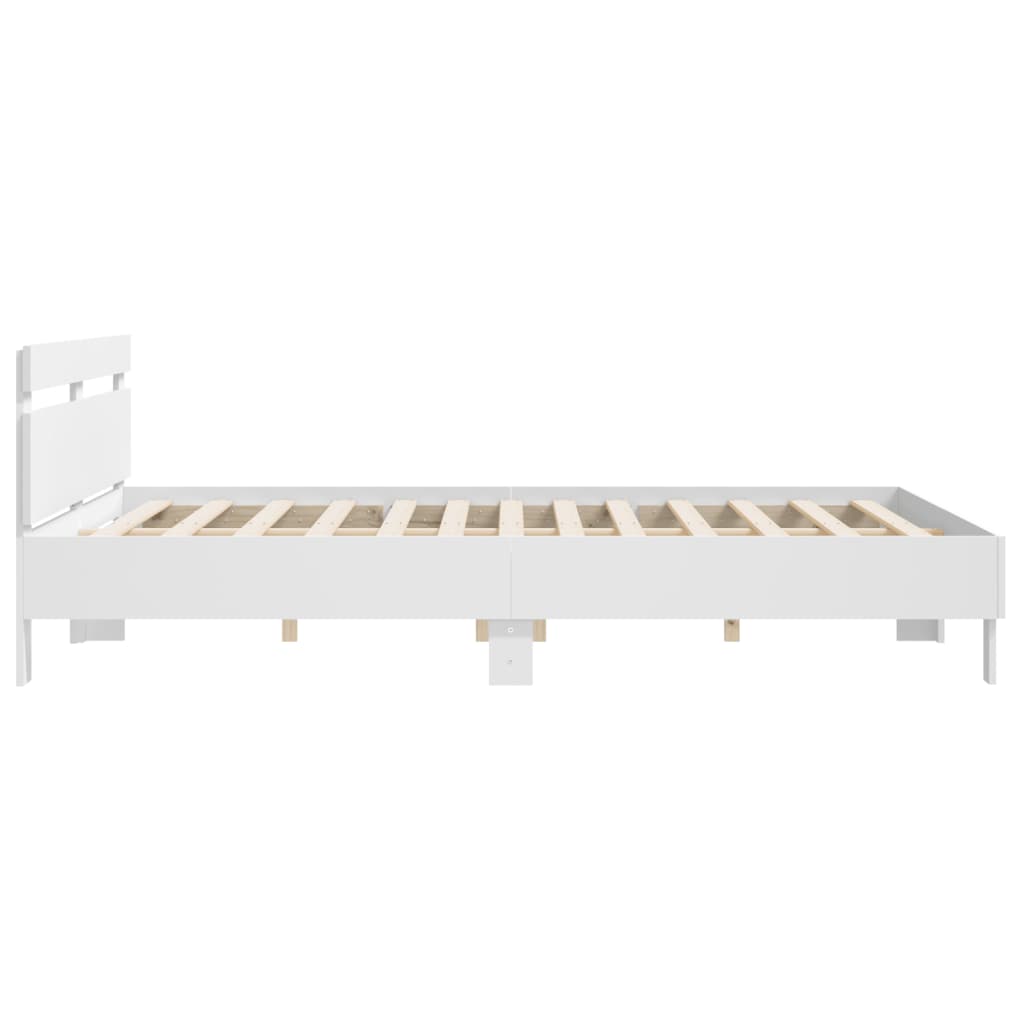 sengeramme med sengegavl 180x200 cm konstrueret træ hvid