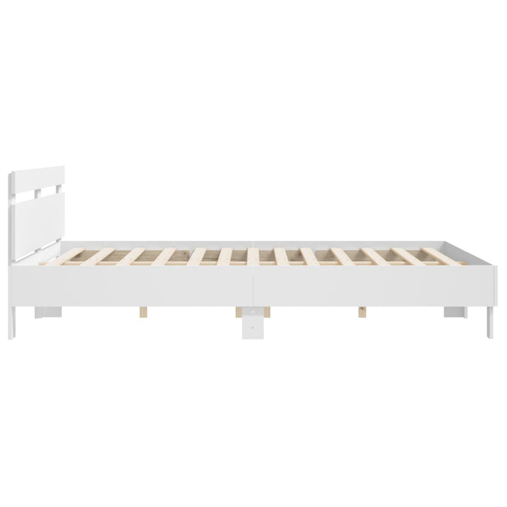 sengeramme med sengegavl 180x200 cm konstrueret træ hvid