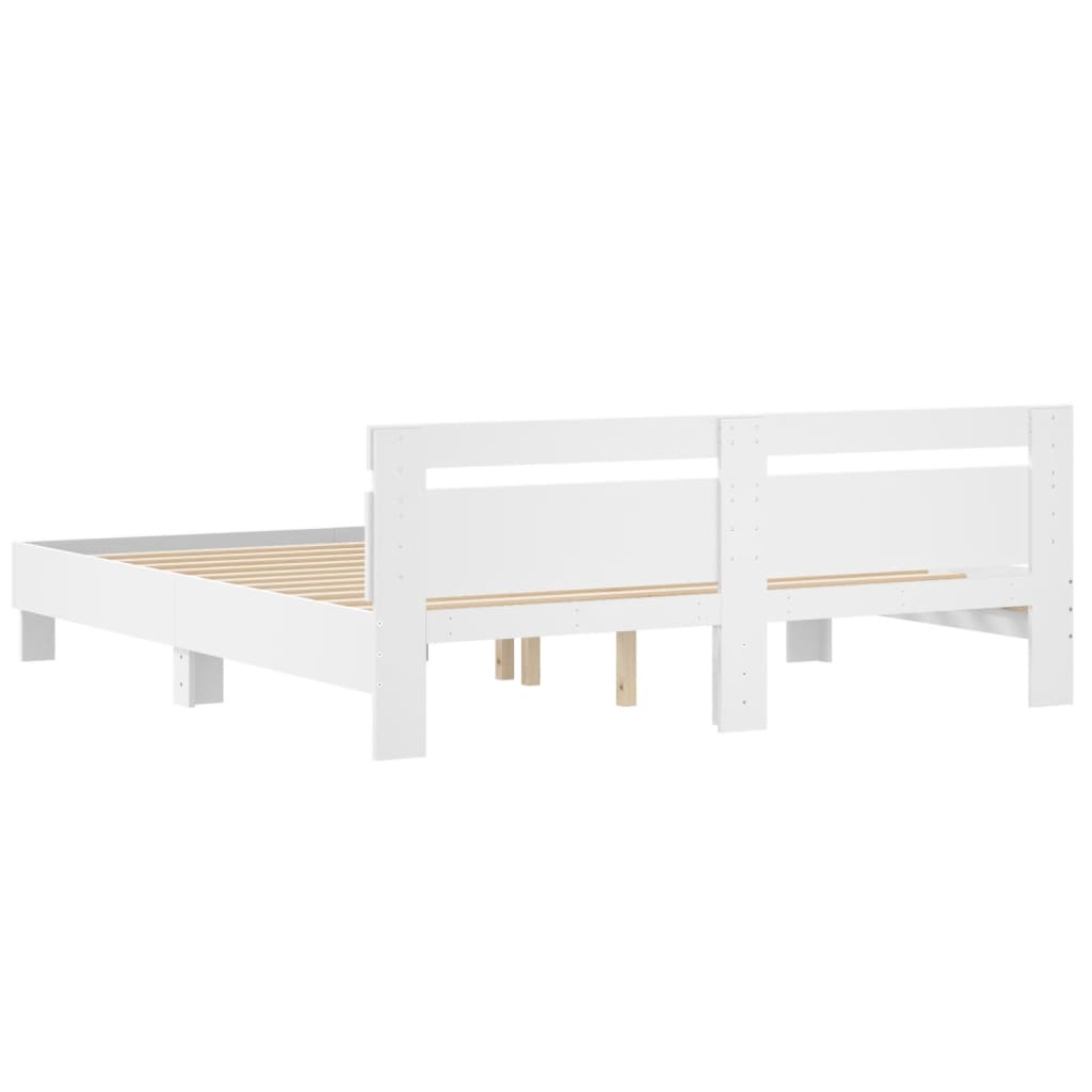 sengeramme med sengegavl 180x200 cm konstrueret træ hvid