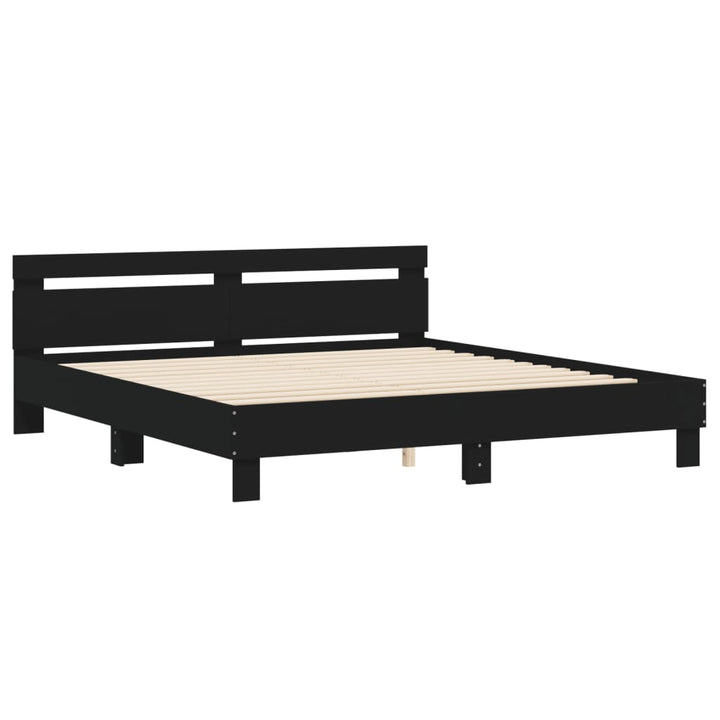 sengeramme med sengegavl 180x200 cm konstrueret træ sort