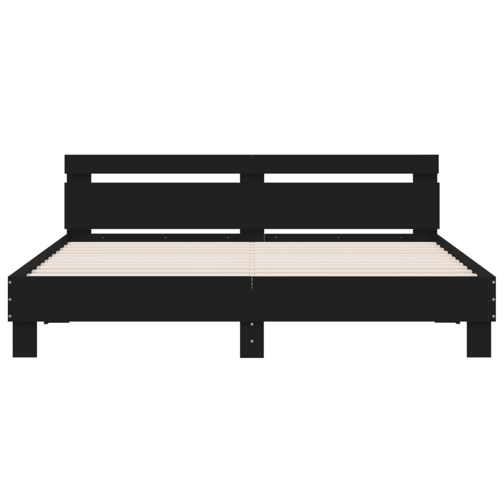 sengeramme med sengegavl 180x200 cm konstrueret træ sort