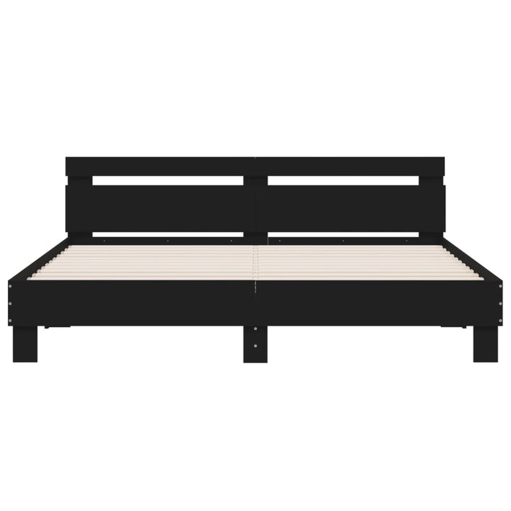 sengeramme med sengegavl 180x200 cm konstrueret træ sort