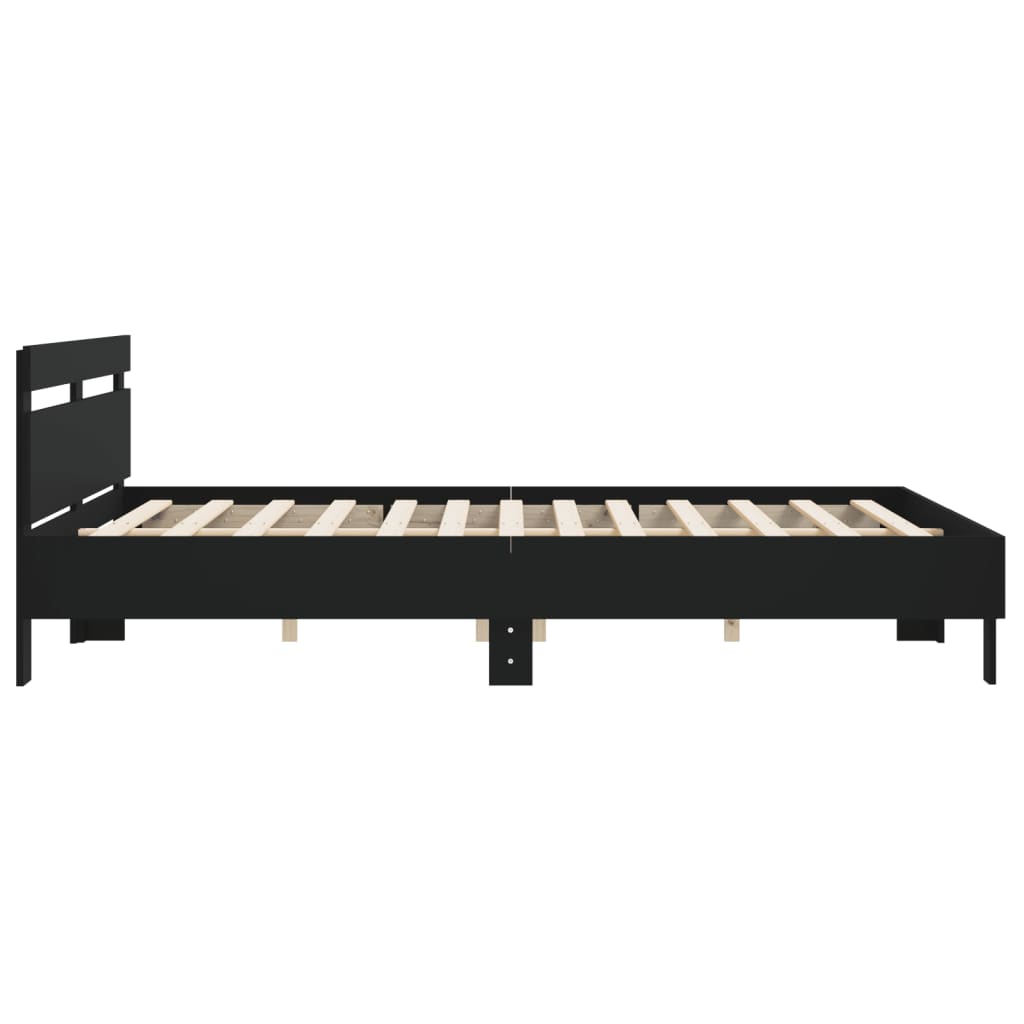 sengeramme med sengegavl 180x200 cm konstrueret træ sort