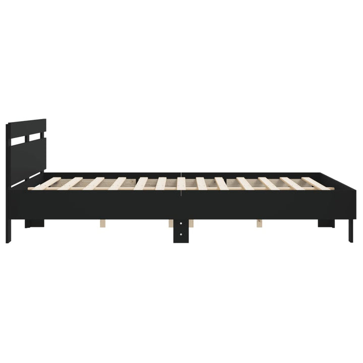 sengeramme med sengegavl 180x200 cm konstrueret træ sort