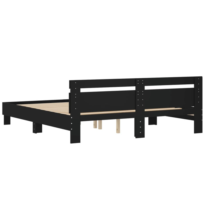 sengeramme med sengegavl 180x200 cm konstrueret træ sort