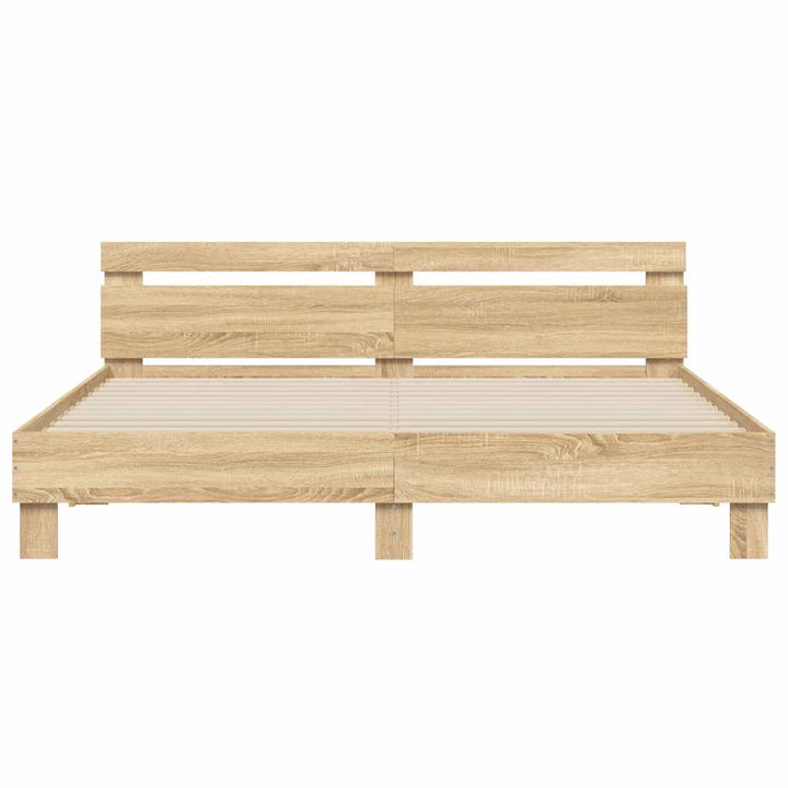 sengeramme med sengegavl 180x200 cm konstrueret træ sonoma-eg